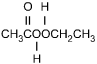 CH3COOCH2CH3 with an O attached by a double line to the second C. H attached by a single line to the first O. H attached by a single line to the second O.